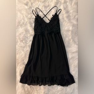 Feager black strap dress with crochet detail size: XL